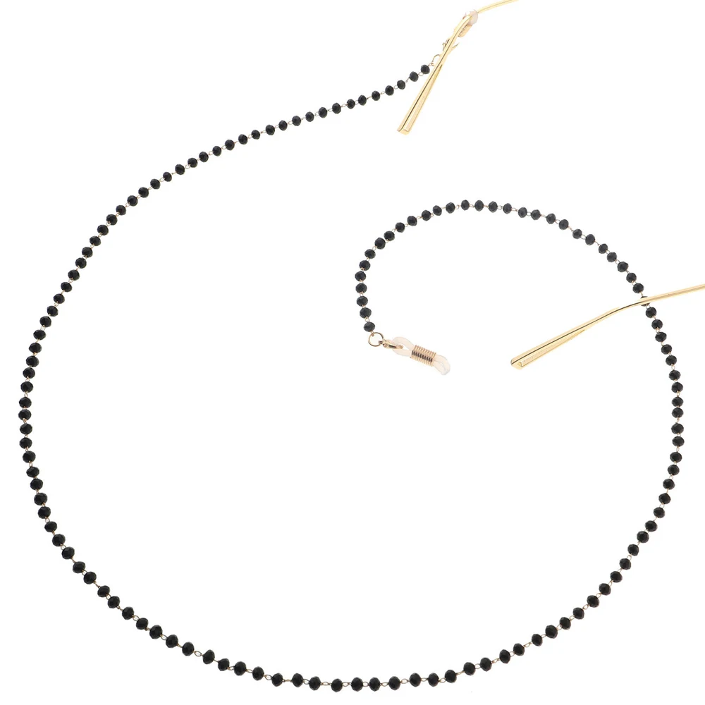 Модный женский и мужской браслет для очков цепочка на шею с черными бусинами
