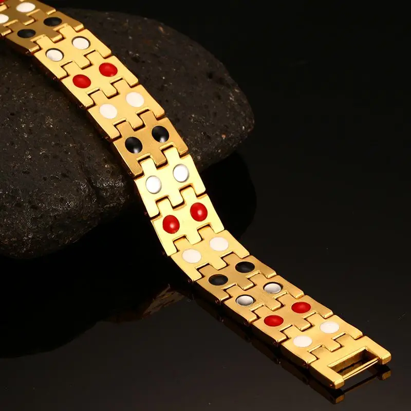 Vnox Магнитная Здоровье и гигиена браслет золото-цвет Для мужчин цепи Jewelry с