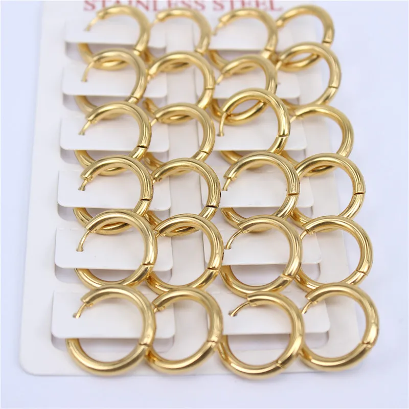 30MM 6 pairs MGUB, классические модные ювелирные изделия из нержавеющей стали, гладкие серьги-кольца, женские модели сережек, опт, 6-12 пар/набор LH548 - Окраска металла: 30MM 6 pairs