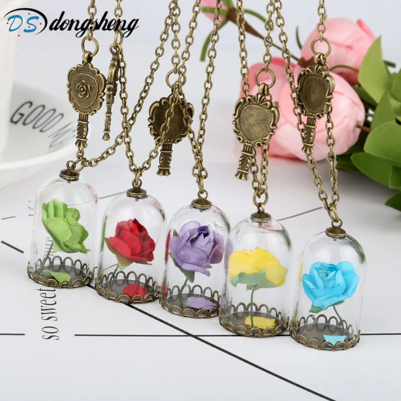 Ожерелье с подвеской в виде красивой и чудовище Очаровательная Роза