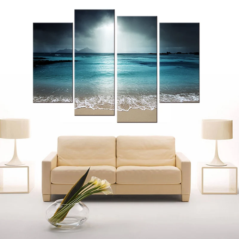 4 панели Настенная картина для гостиной искусство вид на море холст живопись