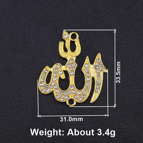 Gold 5 Pieces Товары для ювелирных изделий, Cz Стразы, серебро, Бог, мусульманский полумесяц, шарм, соединитель, аксессуары для исламских ювелирных изделий, сделай сам - Цвет: Gold 5 Pieces