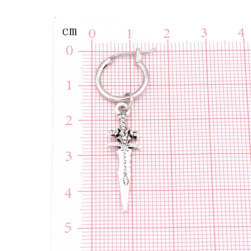 Dayoff Vintage Dinosaur Skeleton Skull Leopard Hoop Earrings Men Jewelry Cute Animal Sword Pendant Circle Earring Gift E290