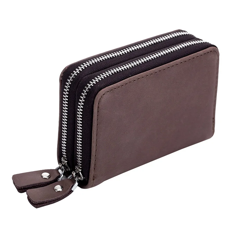 

eTya Fashion Genuine Leather Card Holder Wallets Men Women Zipper ID Credit Card Case Female Large Key Wallet Coin Purse