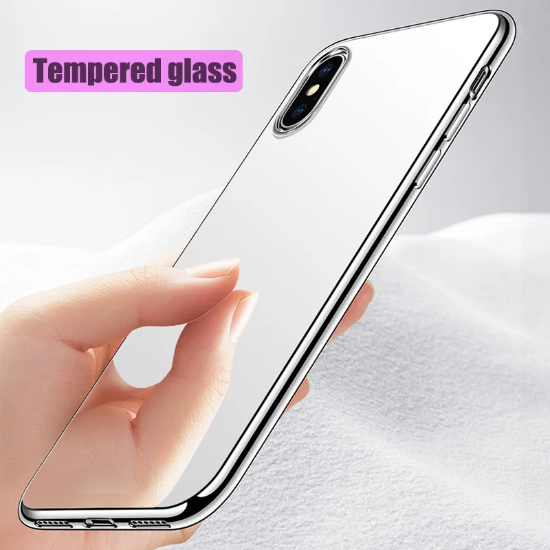 BFOLLOW Luxury Mirror Case for iPhone X 10 Tempered Glass Back + TPU Plating Frame Cover Coque Fundas |