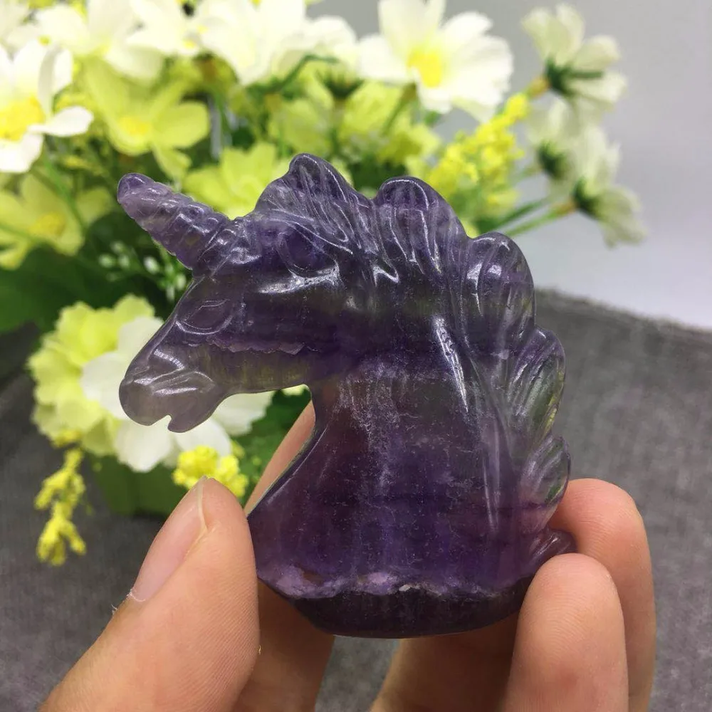 Natural rainbow fluorite quartz crystal unicorn reiki healing gemstone handmade carved for decoration | Дом и сад