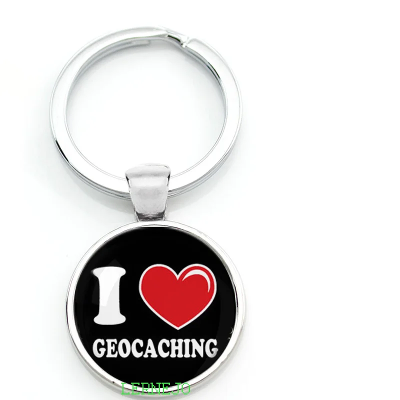 Наружная игра Geocaching символ брелок для ключей Бесплатные Geocaching действия держать спокойствие и любовь кулон дорожная бирка
