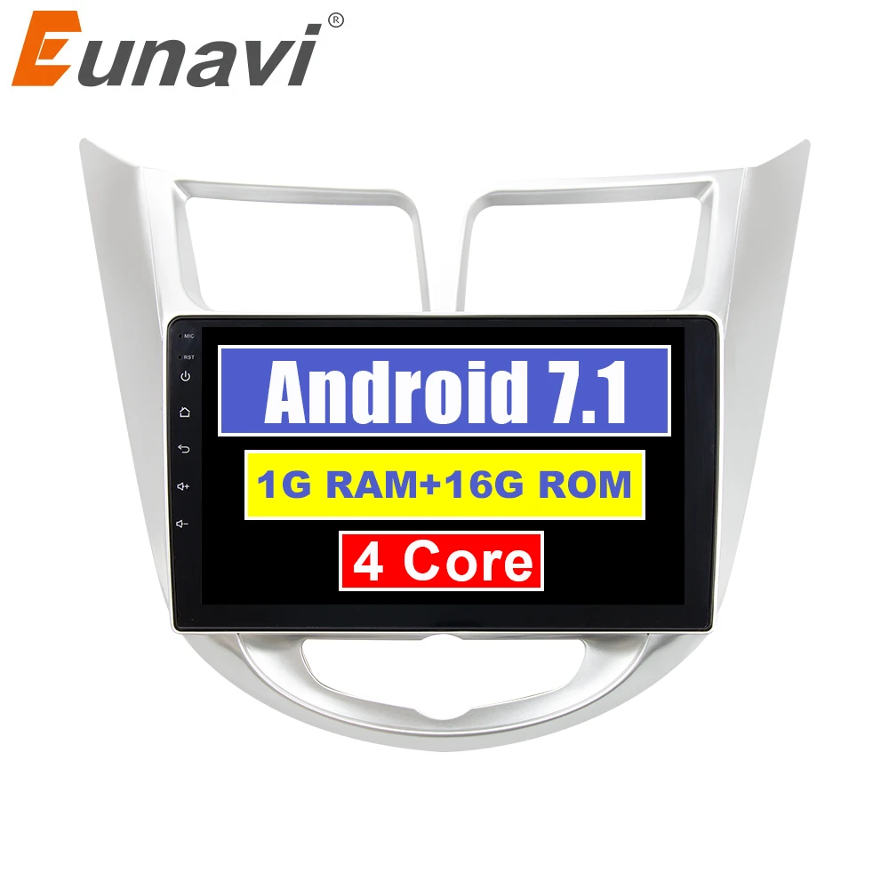 Eunavi 2 Din четырехъядерный Android 7 1 автомобильный Радио Стерео gps навигация для Hyundai