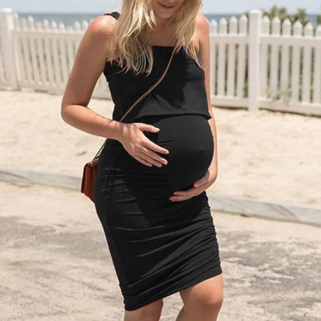 

Telotuny Maternity Dresses Pregnants Dress Women Maternity Fashion Backless Short Sleeveless Sexy Dress Pregnancy Dress #42