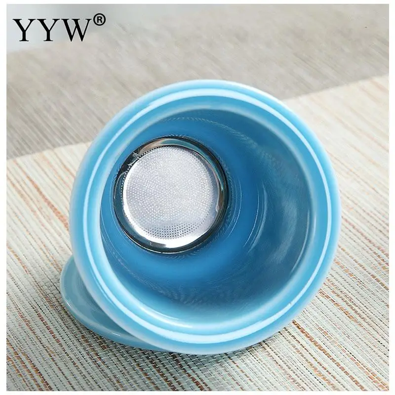 

White Blue Tea Set For Travel Simple Glass Ceramic Teapot Elegant Lunch Tea Accessories Tea Pot Cup Set With Travel Bag