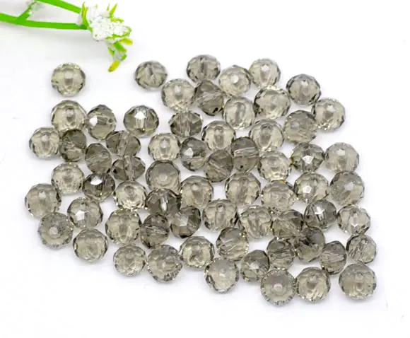 DoreenBeads стеклянные бусины россыпью плоские круглые серые прозрачные граненые