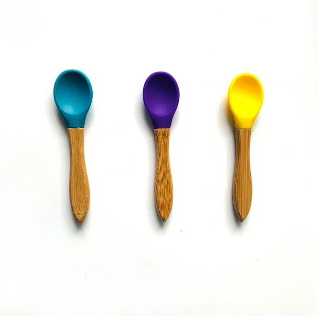 3pcs Spoon Бутылочка для кормления ребенка ложка и вилка набор, расположенных бамбуковая доска с Защита от проливов, оставайтесь на месте всасывания кольцо - Цвет: 3pcs Spoon