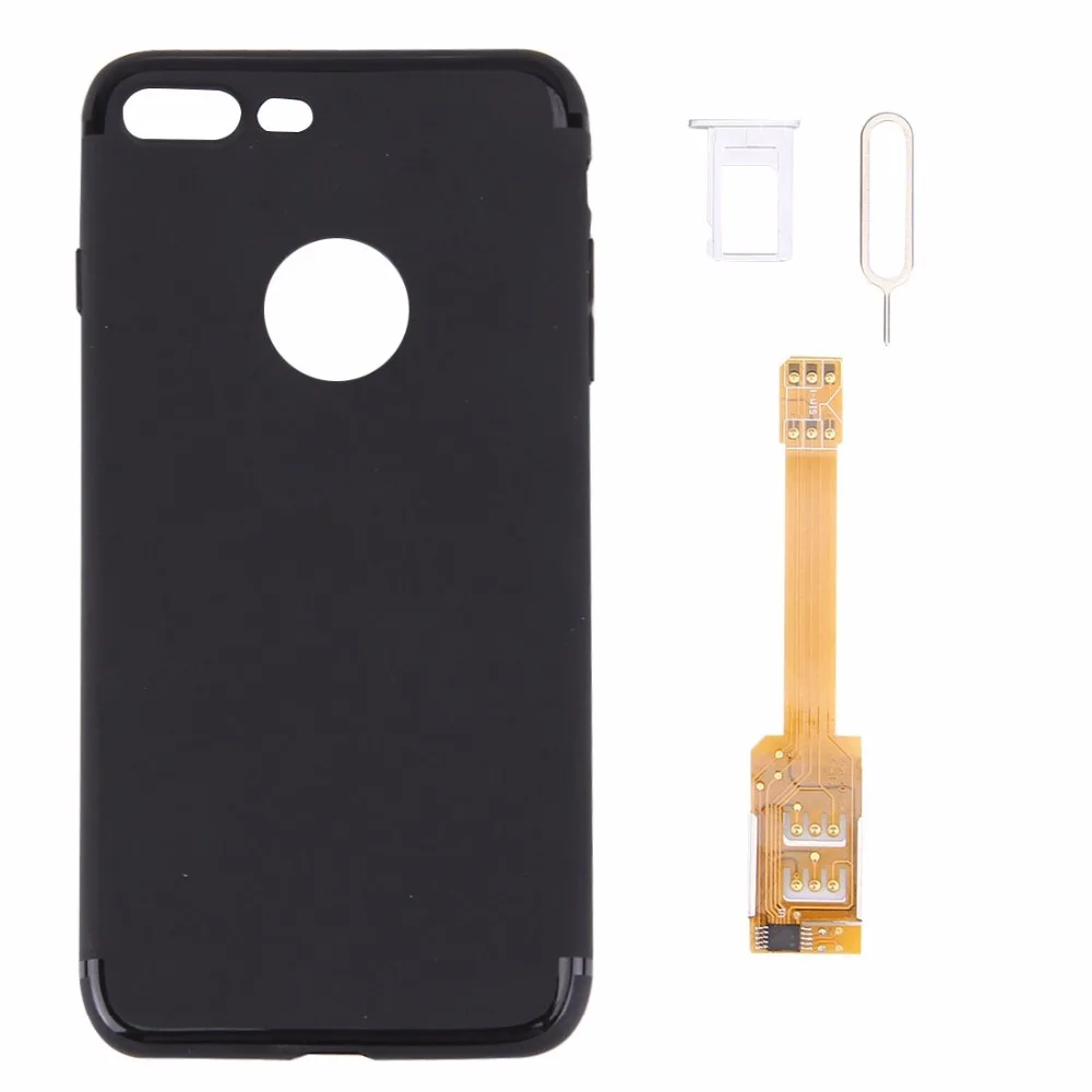 Для iPhone 7 и Plus 2 в 1 Dual SIM карты Адаптеры + ТПУ чехол накладка на заднюю крышку с