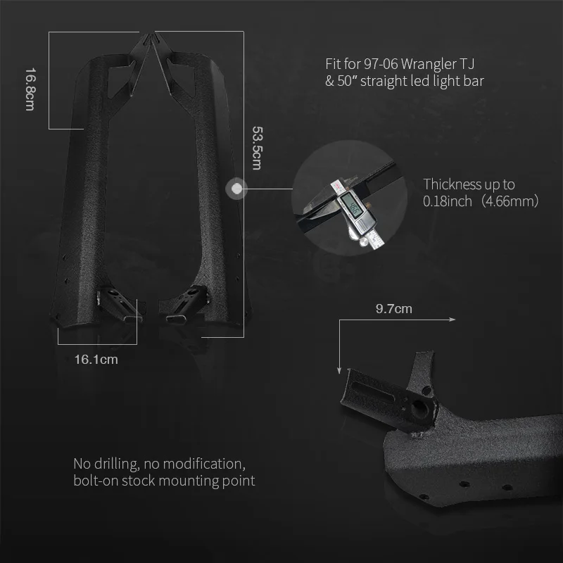DERI 50inch 288W Offroad Dual Row Straight Combo LED Light Bar 4inch led work light Mount Brackets for Jeep Wrangler TJ 97-06 | Автомобили