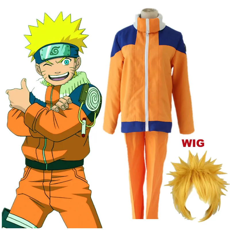 Adult Naruto Uzumaki Shippuden 1st Generation Ninja Uniform Cosplay Costume Childhood clothes cartoon jacket pants for Halloween |