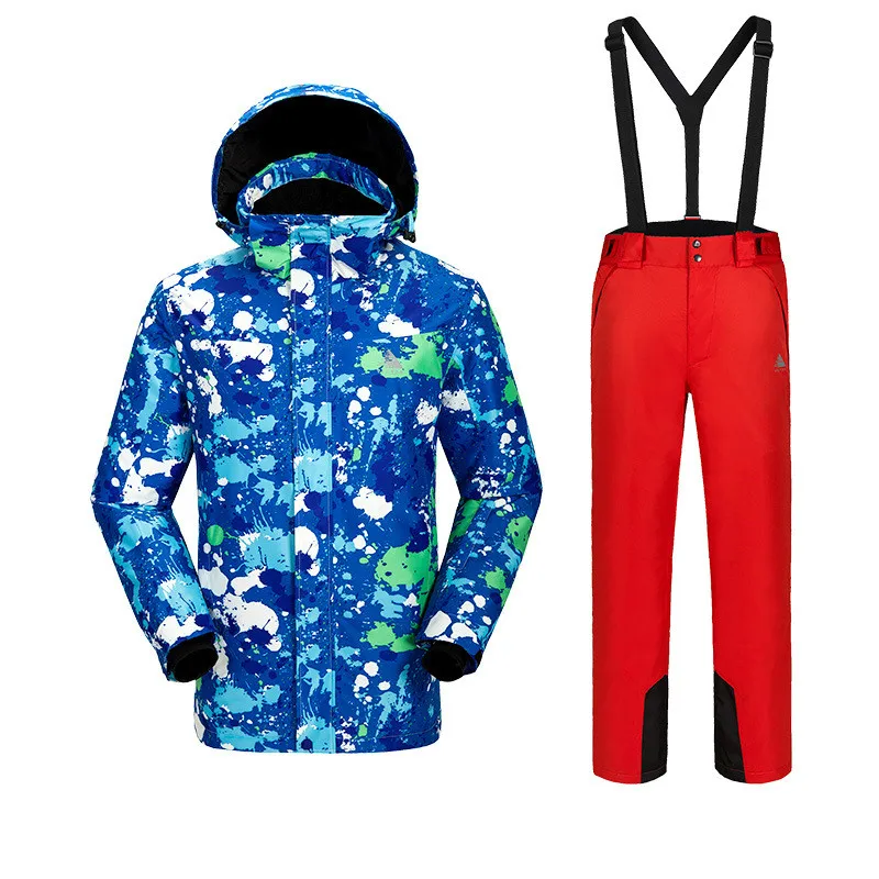 Векторный мужской зимний лыжный костюм новый открытый теплый водонепроницаемый