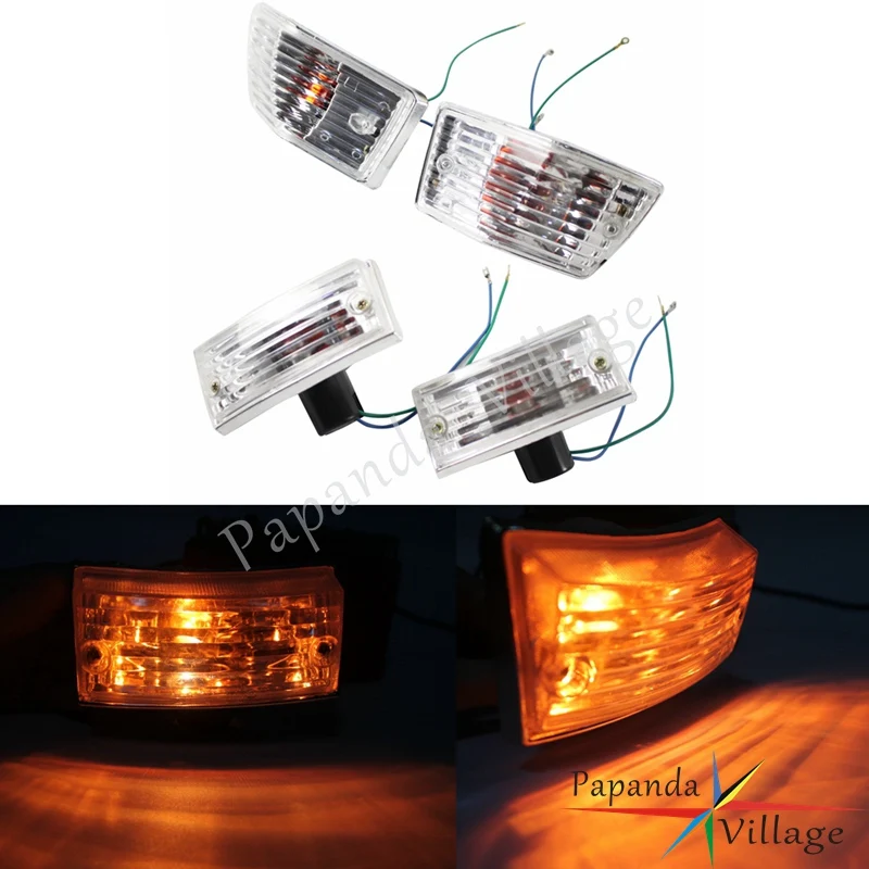 

Papanda Motorcycle Clear Lens Front and Rear Turn Signal Indicator Blinker Light Flash Lamp for P PX VSX VNX Stella