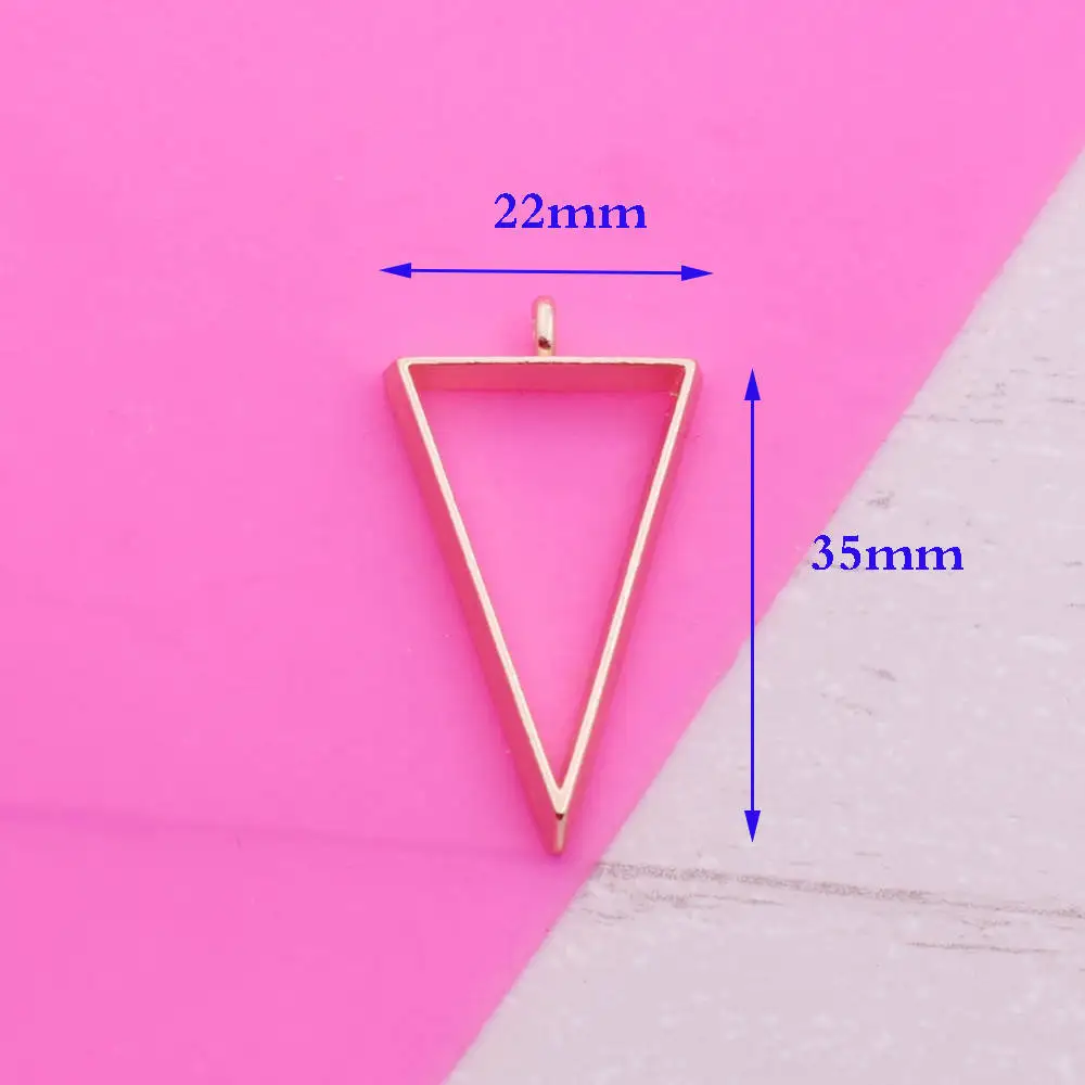 Triangle KC gold 5 шт. полые Пустые Подвески рамка ювелирных изделий ручной работы ремесло плавающий медальон прямоугольник треугольные кленовый лист полосы падение - Цвет: Triangle KC gold