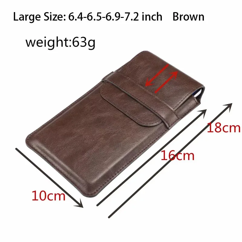 Large Size Brown FULAIKATE 7," универсальная сумка разных размеров для всех мобильных телефонов тонкий поясной чехол для Xiaomi Max3 huawei Honor 8X Max мужской чехол - Цвет: Large Size Brown
