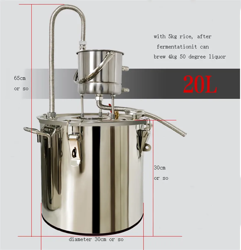 20L XMT-HOME домашний пивоваренный Самогонный спирт дистиллятор виноделия ликер бренди дистиллятор спиртовой дистилляции 10л/20л 1 комплект - Цвет: 20L