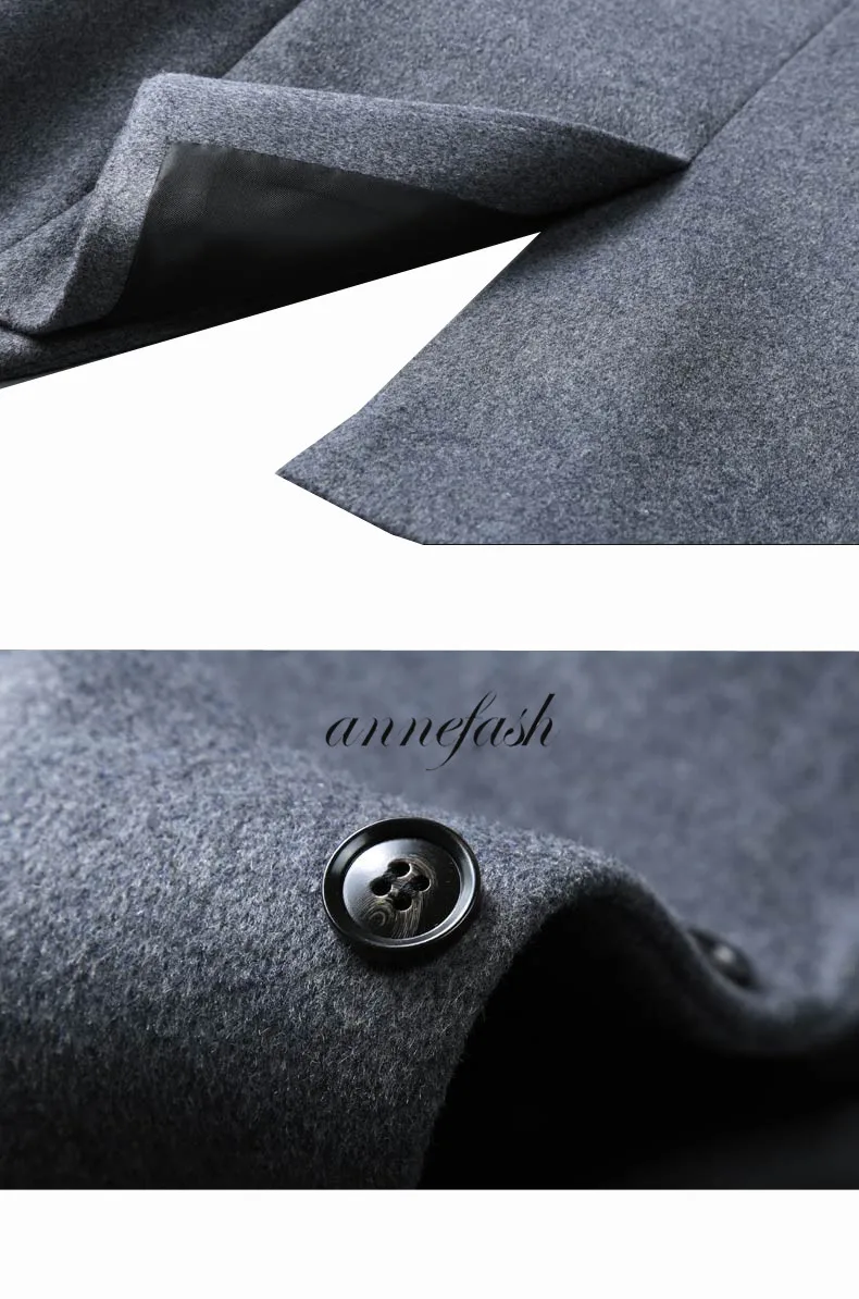 На заказ мужские серые шерстяное кашемировое пальто Slim fit Повседневная Обычная Куртка