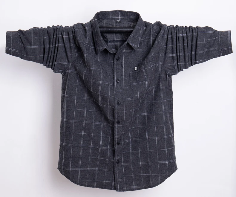 Черный Клетчатая рубашка, мужские рубашки, новинка, осенняя мода, Chemise Homme, мужские рубашки с длинным рукавом, Классическая мужская блузка, мужская рубашка 7XL - Цвет: Черный