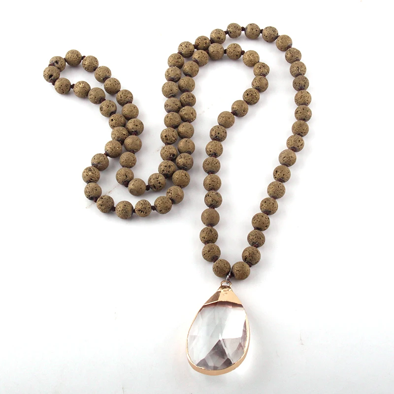 MOODPC модные богемные ювелирные изделия Лава камень длинные узелковые Стеклянные