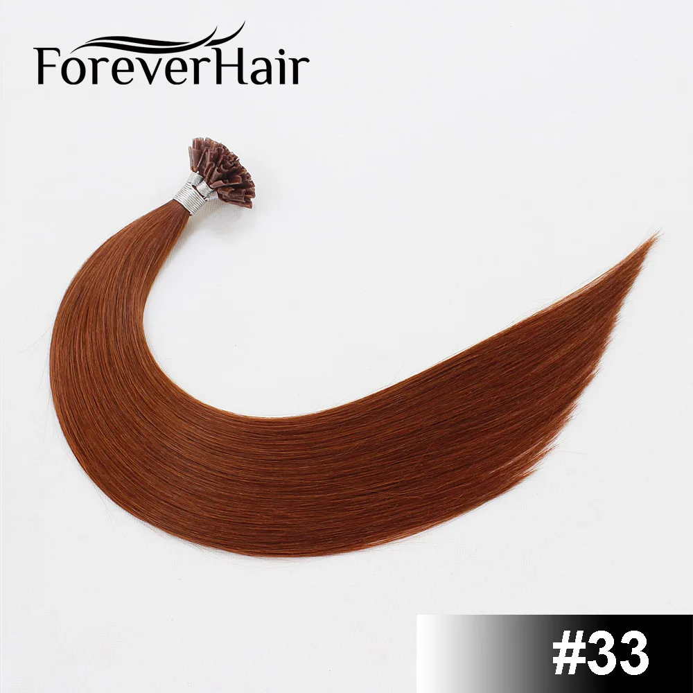 FOREVER HAIR 0,8 г/локон 1" 18" 2" Remy Предварительно Связанные кератиновые волосы для наращивания европейские волосы на кератиновых капсулах fusion Hair 50 s/pac - Цвет: #33