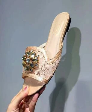 as show Модные Летние Тапочки женские роскошные украшенные цветами дизайнерские милые босоножки из сетчатого материала Босоножки на каблуках для отдыха Брендовая женская обувь - Цвет: as show