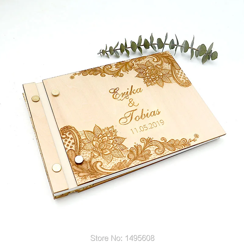 Книга для гостей в виде венка деревянная Свадебная Гостевая книга персональный