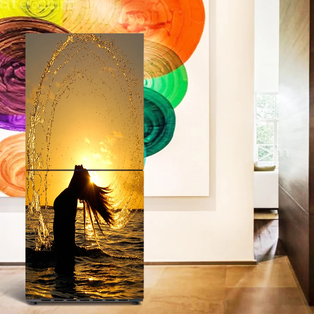 3d постер на закат для женщин водонепроницаемый ПВХ стикер холодильник