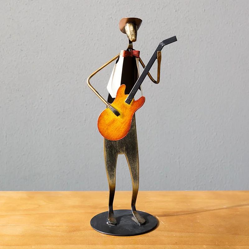 Music Man Figurine Европейский металлический Железный человек музыкальная группа фигурки музыкальный инструмент декор украшения барабанщик гитара домашний интерьер Аксессуары подарок - Цвет: Music Man Figurine