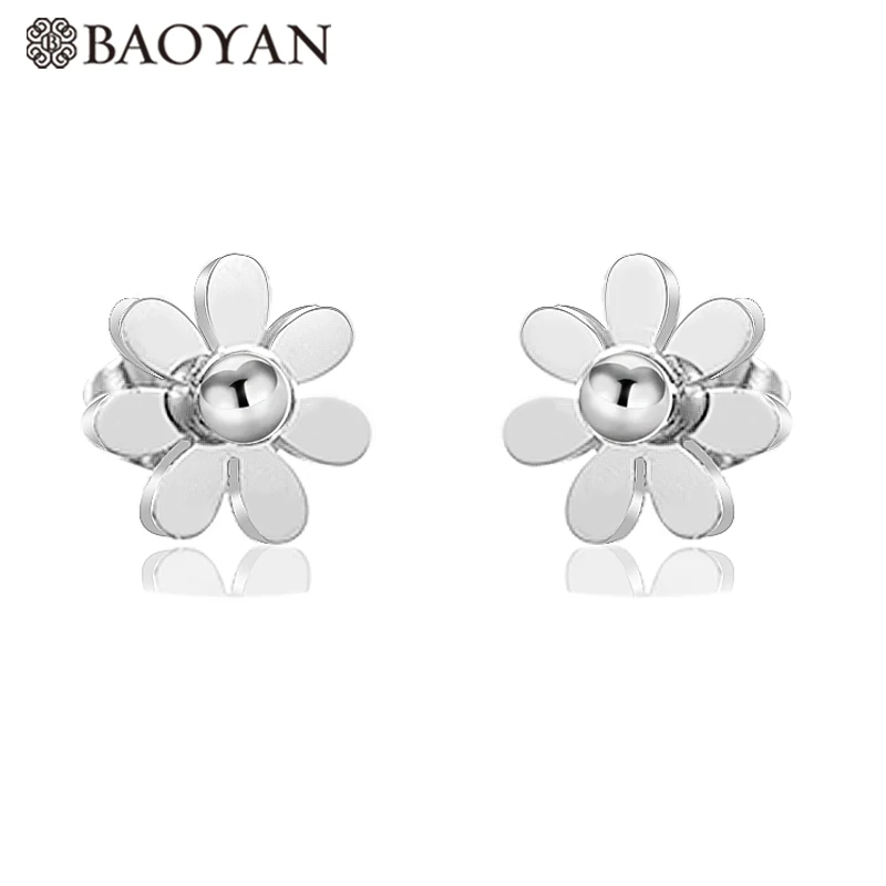 Серьги Baoyan в винтажном стиле Цвет: розовое золото серебро цветок 316L серьги из