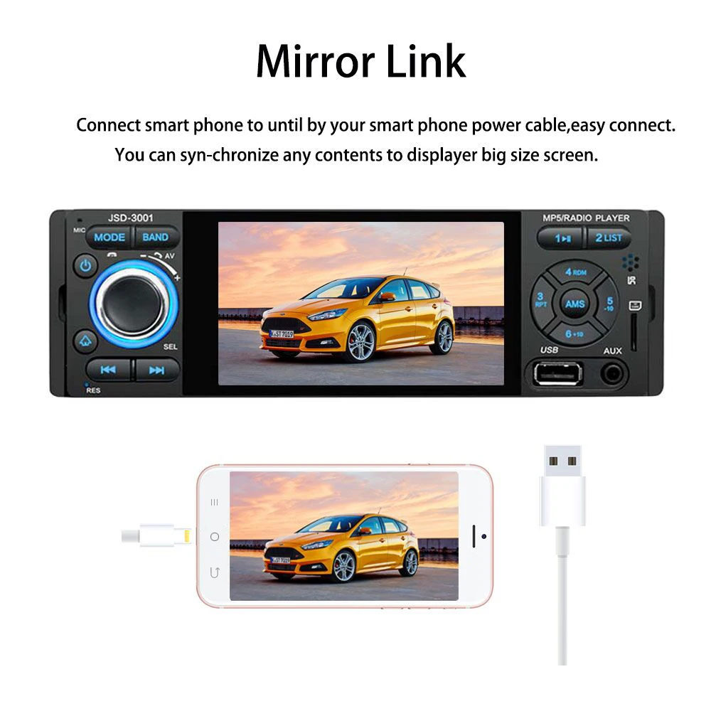 AMPrime 1 din автомобильное радио Зеркало Ссылка Bluetooth Авторадио сенсорный экран авто стерео видео Usb/Aux плеер MP5 с камерой заднего вида