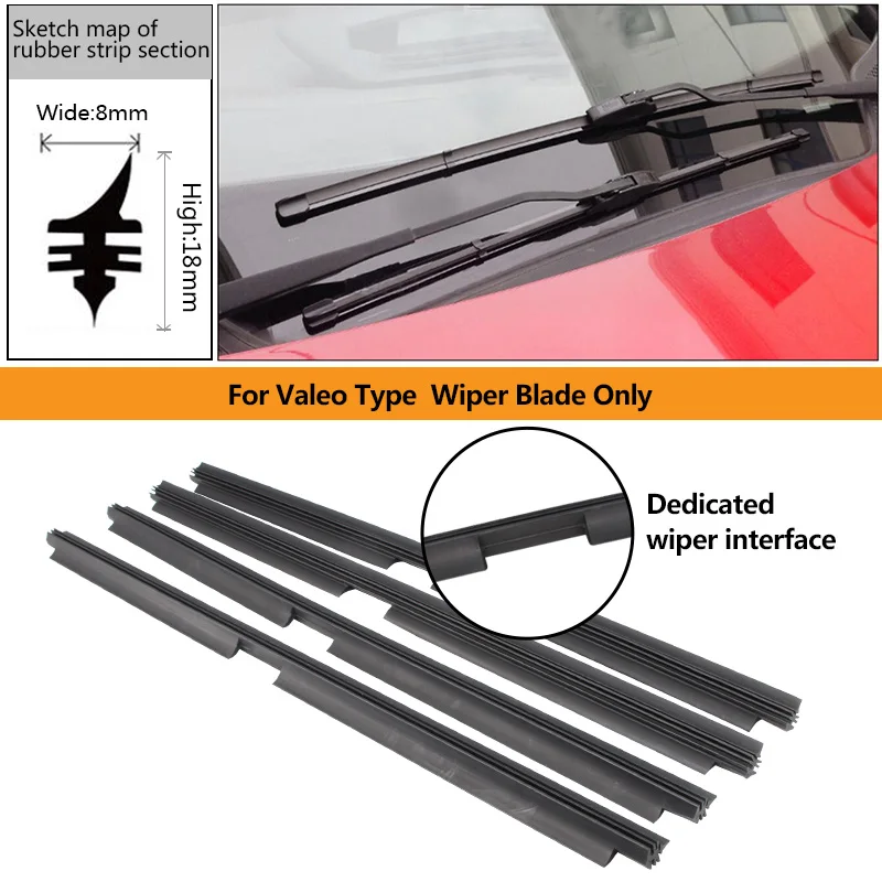KOSOO 1 шт. Автомобильная вставка автомобиля из натурального каучука для Valeo type Beam Wiper только(заправка) 8 мм 1" 16" 1" 18" 1" 20" 2" 22" 2" 26" 28"