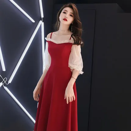 middle length Пром Платья Кружева Половина Рукава It's Yiiya, Элегантные Платья Черные Лодка Шеи, Девушки Маленькие Кружева Пром Платья, Партии Формальные Платья, SB012,лето - Цвет: middle length