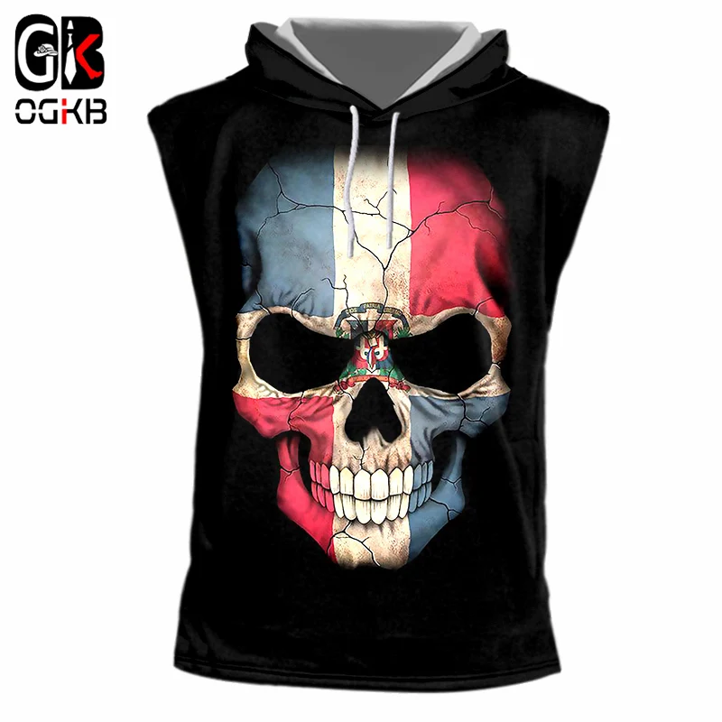 OGKB Новое поступление женский/Мужской Забавный принт флаг череп 3d с капюшоном