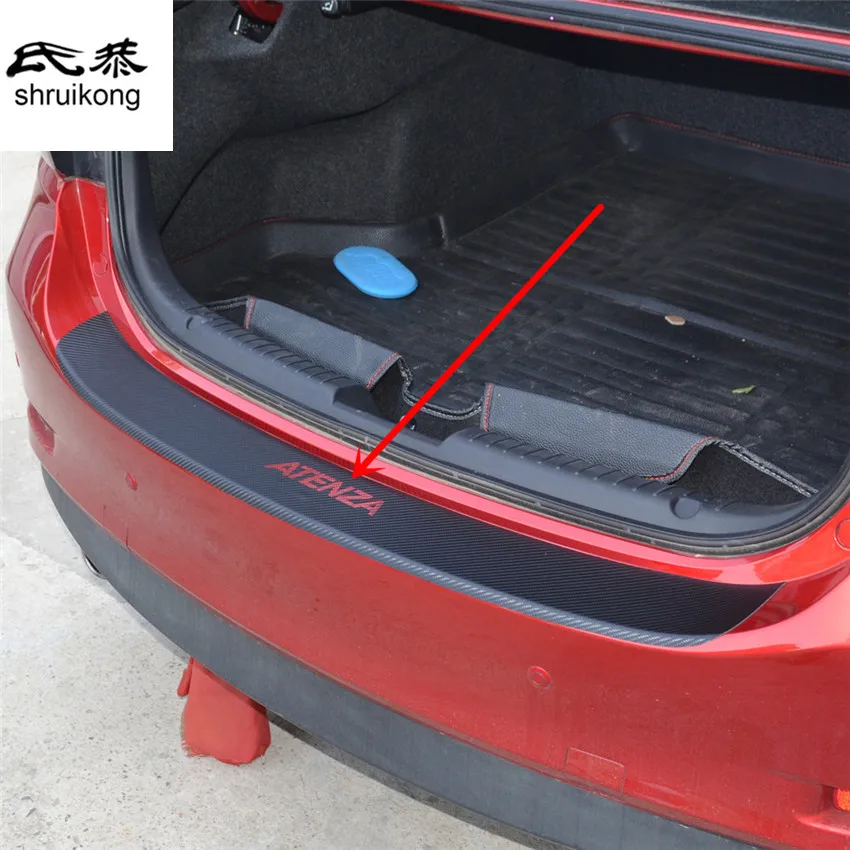 

1pc car sticker carbon fiber texture PU leather trunk door sill decorative cover for 2014 2015 2016 2017 MAZDA ATENZA