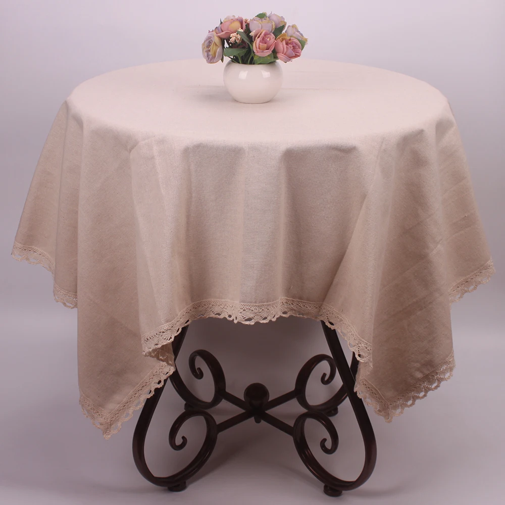 

CURCYA Original Solid Color Vintage Household Linen Wedding Table Cloth / Custom Size Square Rectangle Hotel Tablecloths Cover