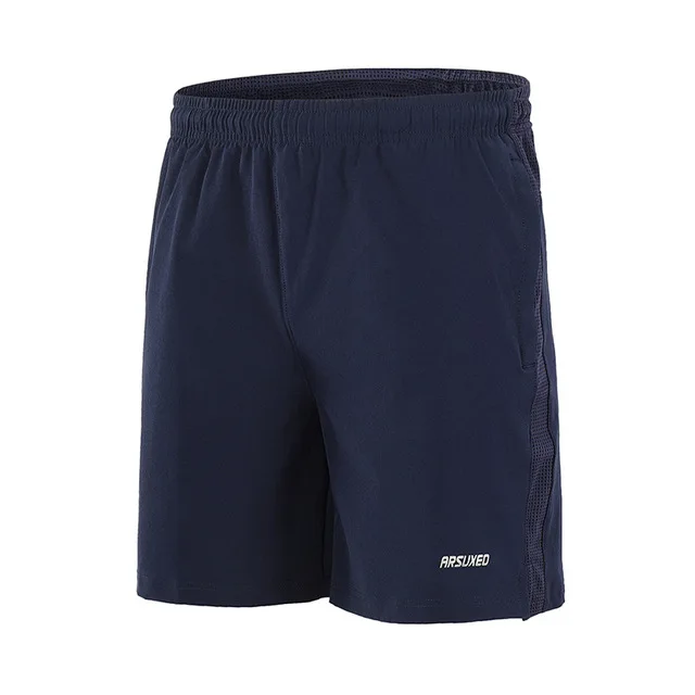 B203 Dark Blue Мужские спортивные шорты для бега быстросохнущие Стрейчевые тренировочные спортивные шорты для фитнеса и йоги тонкие спортивные шорты - Color: B203 Dark Blue