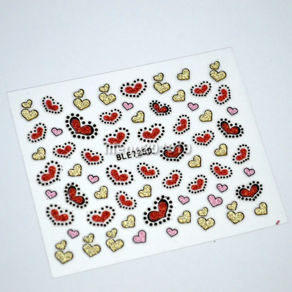 3D наклейки для ногтей украшения инструменты сердце звезды губная помада дизайн