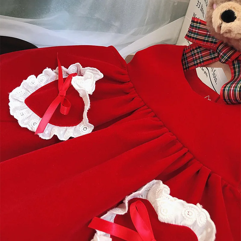 New Arrive Autumn Winter Baby Girls Lace Princess dresses Set Kids Formal Sweet Vintage Spanish Ball Gown Bow Dress Cotton Party |