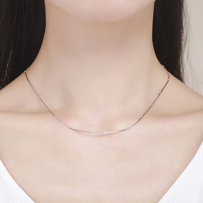 Тонкий стерлингового серебра 925 Змея Бусины цепи Колье Для женщин Обувь для