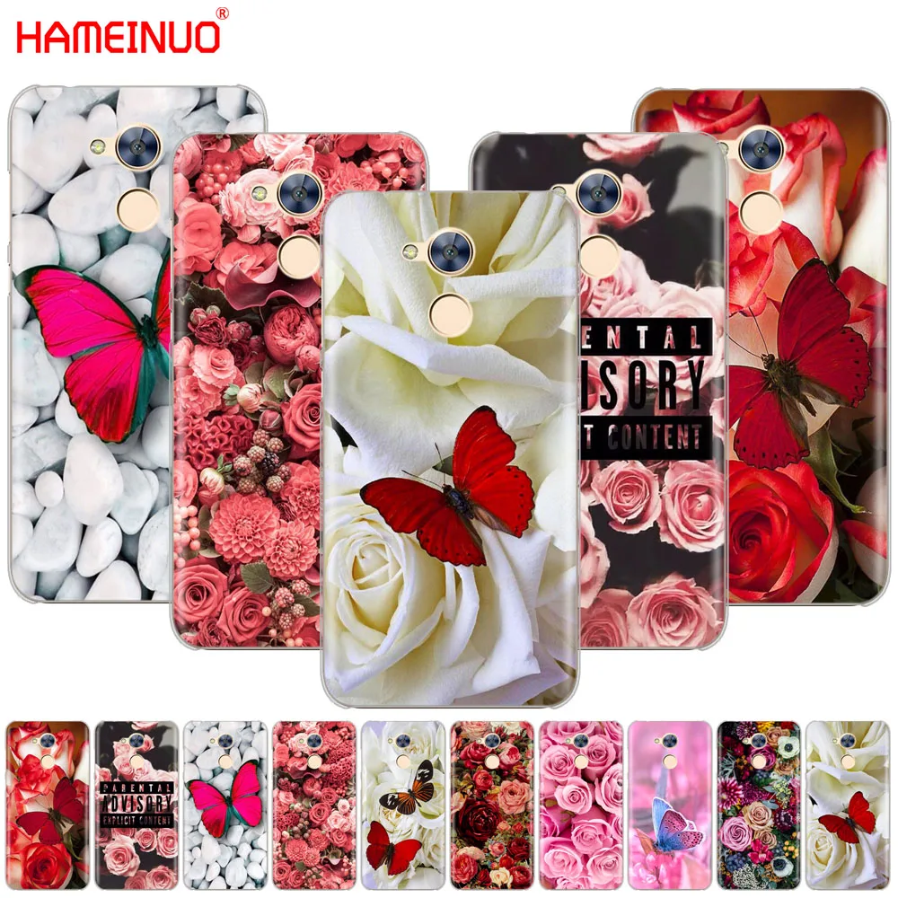 HAMEINUO чехол для телефона с красной бабочкой и белыми розами Huawei Honor 10 V10 4A 5A 6A 7A 6C 6X 7X
