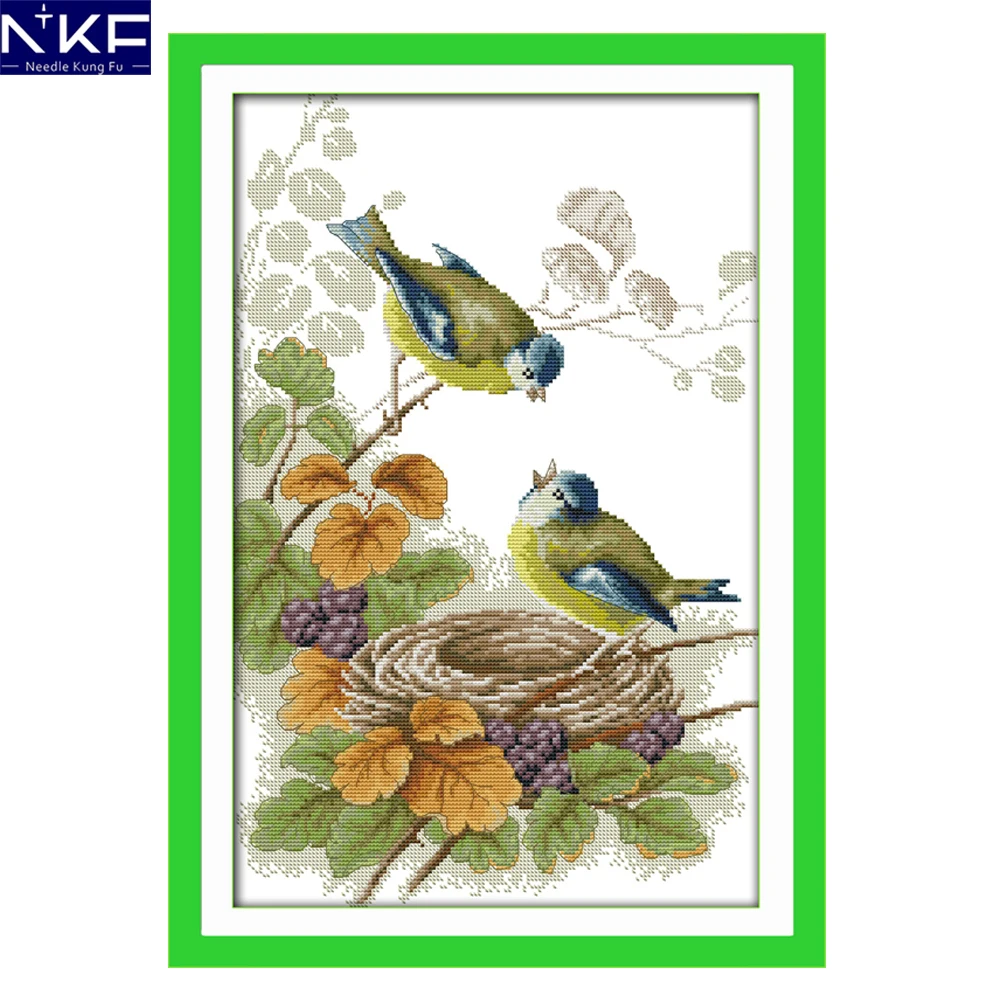 Набор для вышивки крестиком NKF с изображением весенних птиц и животных|cross stitch