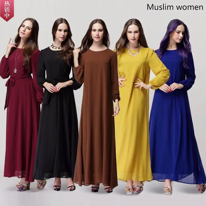 Мусульманская женская одежда Ближний Восток 2019 Новая мода Простой Элегантный