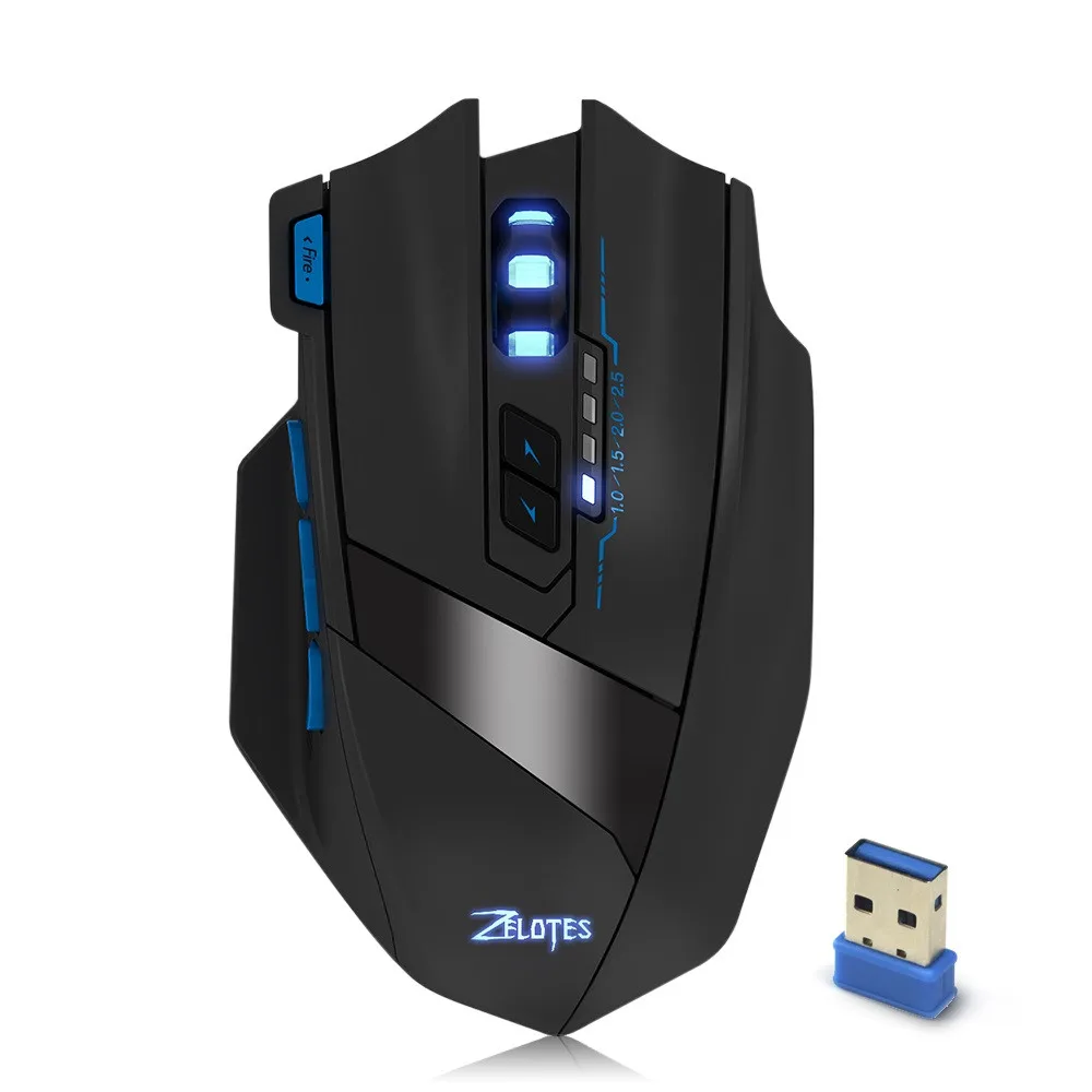 ZELOTES F 15 Двухрежимная игровая мышь 2500 точек/дюйм беспроводная Регулируемая DPI