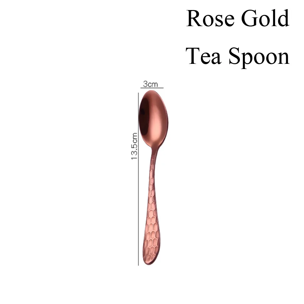 Tea Spoon rose gold 1 шт. многоцветная высококлассная столовая посуда из нержавеющей стали столовые приборы вилка для стейка чайная ложка принадлежности для приготовления обеда инструменты для дома и кухни - Цвет: Tea Spoon rose gold