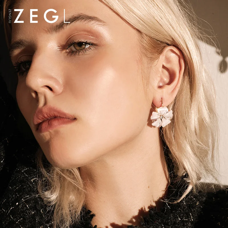 Женские винтажные серьги ZEGL с белыми цветами и лепестками | Украшения аксессуары