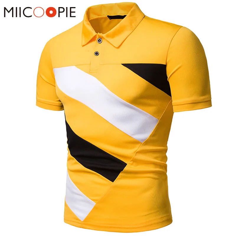 Fashoin Polo Homme летняя брендовая мужская повседневная Приталенная футболка контрастного цвета желтого цвета Camisa Polo с коротким рукавом XXL